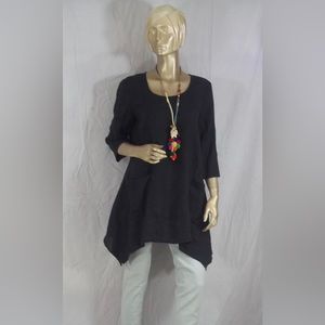 Black 100% linen tunic